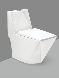 Inodoro de una pieza de cerámica cuadrado con descarga por gravedad, trampa S y P, 3.6 L, Titan, de suelo, con doble descarga, para baño - Product Image 1