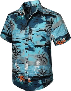 Chemise Hawaïenne Décontractée pour Homme à Manches Courtes, Imprimé Floral, Respirante, en Popeline, Col Rabattu, Spandex Polyester 140g, Idéale pour les Vacances d'Été - Product Image 4
