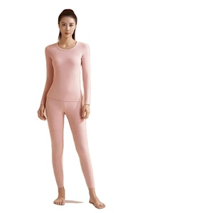 Ensemble de sous-vêtements thermiques en coton pour femmes, leggings thermiques, col en V, dentelle, caleçons longs, vêtements thermiques pour femmes - Product Image 1