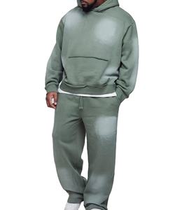 Ensemble sweat à capuche et pantalon de jogging vintage délavé pour homme, coupe évasée - Product Image 5