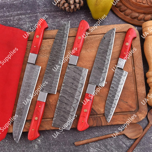 OEM/ODM Support Customized Damascus Steel 5 Pcs Handmade Chef <b>Knives</b> <b>Set</b> Pakka Wood Handles 58 HRC Razor <b>Sharp</b> - Product Image 5