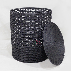 Black Paper Iron Storage Baskets Lid Cotton Liner Minimalist Design Laundry Clothing Organizer Standing Type Wardrobe - Product Image 6