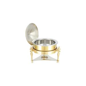 Calentador de Comida Tipo Buffet Redondo de Acero Inoxidable Dorado de Lujo con Tapa Enrollable y Elegante Soporte Trípode para Catering de Hotel - Product Image 2