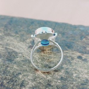 Anillo de Topacio Azul Natural, Plata de Ley 925, Anillo de Piedras Preciosas Hecho a Mano, Joyería Minimalista de Moda para Mujer - Product Image 6