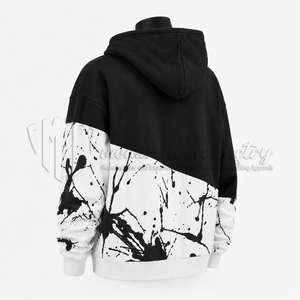 Custom <b>Men</b>’s Oversized Hoodie Graffiti Print <b>Black</b> White Pullover <b>Sweatshirt</b> Streetwear Clothing Wholesale - Product Image 4