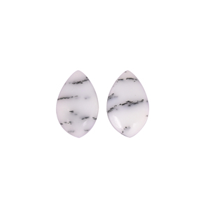 Opale dendritique naturelle 14,2 carats (poids d'une paire) 20x12mm forme fantaisie blanc-gris certifiée pierre précieuse en vrac Shilpi Impex - Product Image 1