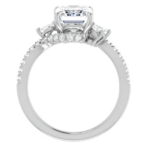 Moissanite <b>Emerald</b> Cut <b>Ring</b> 925 Sterling <b>Silver</b> White Gold Plated Solitaire Engagement Her Bridal Promise Wedding Party - Product Image 2
