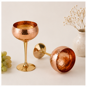 Wholesale Handmade Hammered Pure Copper <b>Wine</b> <b>Goblet</b> With Elegant Brass Stem Tarnish-Resistant Luxury Metal Drinkware For Hotel - Product Image 2