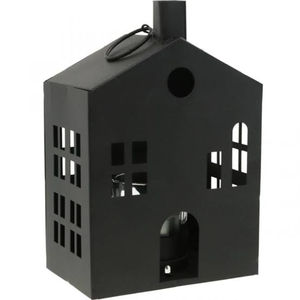 Portavelas decorativo de metal negro con forma de casa, moderno y minimalista, para decoración del hogar en interiores y exteriores. - Product Image 3