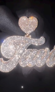 Pendentif Lettre Hip Hop Personnalisé en Argent Plaqué Or Rose avec Moissanite Ronde Taille Brillant – Bijou Unisexe Idéal pour Cadeau - Product Image 4