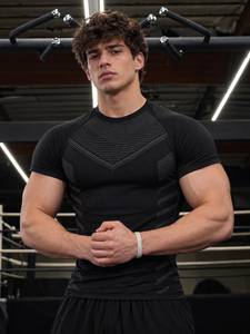 Yunla <b>Men's</b> <b>Yellow</b> Short Sleeve Compression <b>Shirt</b> Breathable Sporty Athletic Workout Tee Spandex/Polyester Summer - Product Image 3
