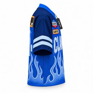 CLAW INTL Unisex Sublimated Soccer Jersey Blue <b>Mesh</b> <b>Short</b> Sleeve V-neck Moisture Wicking Anti-shrink Adjustable Strap Regular - Product Image 5