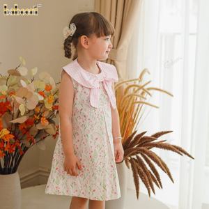 ชุดเดรสหลวมสำหรับเด็กผ้าฝ้าย100% พิมพ์ลายดอกไม้ดอกลิลลี่สีชมพูผลิต Embroidery-BB2920ตามสั่ง - Product Image 6