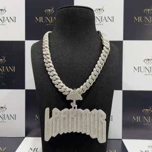 Cadena Cubana de Plata de Ley 925 con Incrustaciones de Diamantes Moissanite VVS, Joyería Hip Hop con Baño de Oro, Collares con Colgante para Hombre - Product Image 1