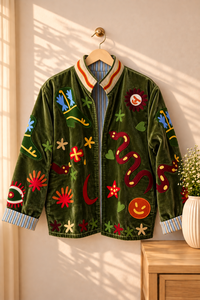 Women Floral Embroidered Mandarin Collar <b>Robe</b> <b>Kimono</b> Style <b>Long</b> Sleeve Full Length Cotton Knitted Autumn Fashion Soft Black - Product Image 2