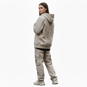 Sudadera con capucha y cremallera bordada con diseño de esqueleto personalizado, calidad premium, tejido de felpa 100% algodón, estilo oversized, moderna, unisex, para streetwear. - Product Image 3