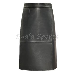 Top Trending Women's Black Luxury Ultra-Light Nappa Leather Breathable Maxi <b>Skirt</b> Front <b>Split</b> Timeless Design Leather <b>Skirt</b> - Product Image 4
