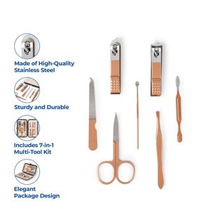 Ensemble de manucure et pédicure de qualité supérieure en 7 pièces, outils en acier au carbone, sac, coupe-ongles 10-en-1, cadeaux d'entreprise pour les personnes âgées, les adolescents, les tout-petits - Product Image 1