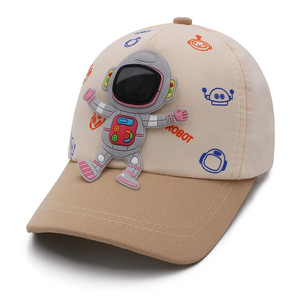 Linda Gorra de Béisbol con Apliques de Robot para Niños, Diseño de Dibujos Animados, Gorro de Algodón de 6 Paneles, Unisex, para Primavera y Verano, Uso Casual - Product Image 1