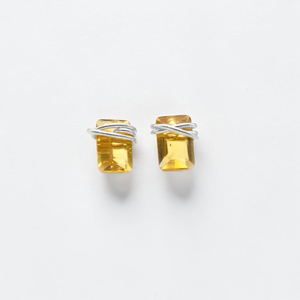 Elevated Minimalist Quartz Citrine <b>Stud</b> Earrings Brass Gemstone Silver Finish Ear <b>Studs</b> Wholesale 2026 Handmade Wearable Art - Product Image 3