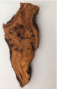 Natural Wood Hanging Wall Clock Modern Design Irregular Shape Quartz Analog Silent Study Decor - Product Image 3