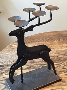 Porte-bougie décoratif en métal de luxe en forme de cerf, décoration de table rustique pour Noël, accent décoratif pour la maison - Product Image 2