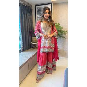 Conjunto de traje de diseñador para fiesta con trabajo de espejo talla XL - Product Image 5