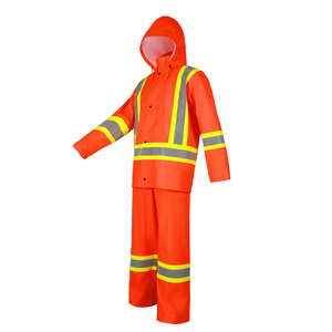 High Visibility Reflective <b>Rain</b> Suit Orange Waterproof Safety <b>Jacket</b> and Pants for Industrial Workwear Unisex Adult - Product Image 3