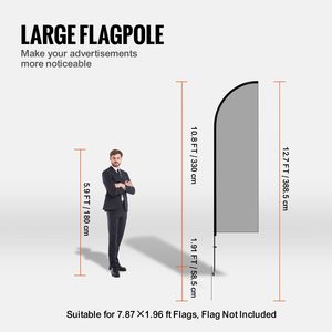 Kit 2 Pezzi Asta Bandiera a Piuma da 3,85 m con Picchetto per Pubblicità Esterna Aziendale, Bandiere Swooper e Pali per Insegne - Product Image 3