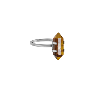 925 Sterling Silver Classic Double Side Pointer Shape <b>Tiger</b> <b>Eye</b> Stackable <b>Ring</b> Prong Setting Wedding Trendy Gift - Product Image 4