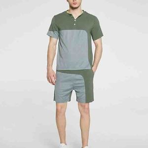 Ensemble décontracté deux pièces homme été : T-shirt et short mi-long en fibre de bambou 100% écologique, personnalisable, délavage acide 3D - Product Image 5