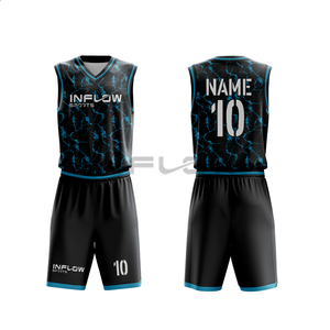 Ensemble d'uniformes de basketball respirants pour équipes extérieures, col rond, sans manches, grandes tailles, avec imprimé style vêtements américains - Product Image 1