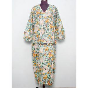 Vestido Maxi Casual al por Mayor para Mujer, 100% Algodón, Estampado Floral, Transpirable, para Uso Diario, Corte Holgado - Product Image 1