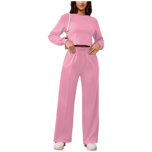 Ensemble de survêtement pour femmes de qualité supérieure, deux pièces, tissu doux, personnalisation de la marque, fournisseur OEM ODM - Product Image 3