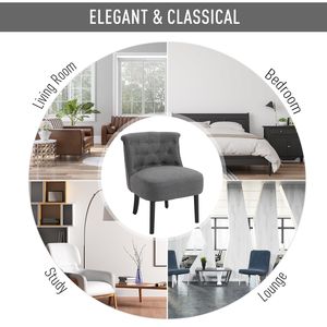 Sedia Girevole per Ospiti d'Hotel con Schienale Medio Imbottito e Trapuntato, Gambe in Legno, Colore Grigio - Product Image 5