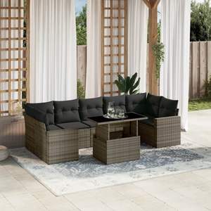 Conjunto de Sofás Modulares Grandes de Ratán PE Gris para Jardín, Muebles de Patio con Diseño Elegante - Product Image 1