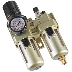 Filtre-régulateur-lubrificateur (FRL) pour compresseur d'air industriel 3/8" NPT avec séparateur d'eau et système de purge automatique - Product Image 1