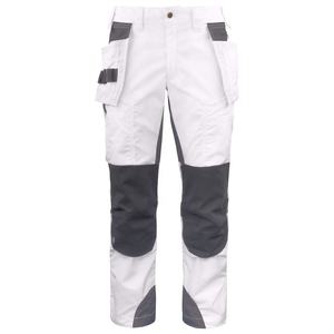 Pantalon de travail haute visibilité pour homme, blanc et gris, en polyester, certifié CE, réfléchissant, avec plusieurs poches, résistant à l'abrasion, uniforme - Product Image 1