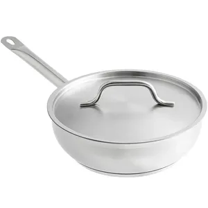 Durable stainless steel <b>sauce</b> <b>pan</b> designed for classic cooking methods with a thick base for efficient heat distribution - Product Image 4