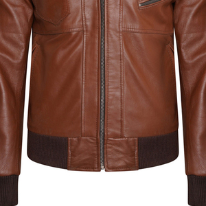 Chaqueta de Moto para Hombre, de Cuero Genuino Marrón, con Forro de Poliéster Resistente al Viento, Cierre de Cremallera y Bolsillos, Estilo Otoñal - Product Image 4