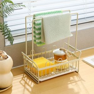 Organizador multifuncional de hierro para fregadero de cocina, para almacenamiento de herramientas de limpieza, dispensador de jabón y cepillos - Product Image 1