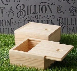 Boîte à souvenirs en bois de pin, rectangulaire, en bois massif, faite à la main, conteneur de rangement décoratif pour la maison, la table, l'artisanat, le bricolage - Product Image 1