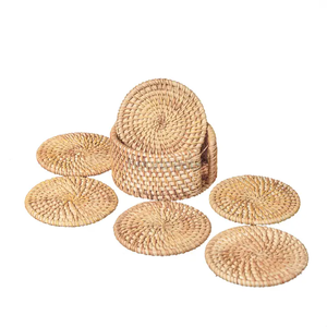 Sous-verres en rotin style bohème, design classique, pour jus, boissons et verres à eau. - Product Image 3