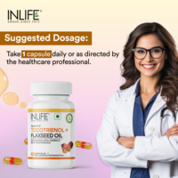 Capsules d'huile de lin à la tocotriénol 320 mg, vitamine E à spectre complet, oméga 3 6 9, pressée à froid, 60 capsules végétariennes