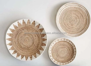 Paniers muraux ronds en corde de bambou tressée à la main, style Art Déco, assiettes décoratives, accessoires artisanaux multifonctionnels - Product Image 6