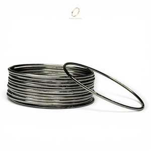 Ensemble de bracelets ronds en acier inoxydable de luxe plaqué rhodium argenté pour femmes, bijoux de mariage indiens en gros pour usage quotidien - Product Image 1