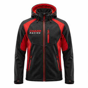 Veste à capuche softshell personnalisée pour la course moto, logo personnalisé, respirante, % polyester, vêtements de sport en gros - Product Image 1