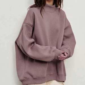 Sweat-shirt oversize pour femme à col montant avec logo frontal, en tissu polaire écologique, manches longues élégantes pour un usage quotidien décontracté - Product Image 2