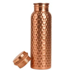 ขวดน้ำทองแดงลายตอกแบบพกพาพร้อมฝาปิด - Product Image 2