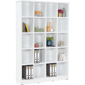 <b>White</b> Wooden Media Bookcase <b>Storage</b> <b>Cabinet</b> Display Shelf for Living Room Bedroom Home Office - Product Image 3